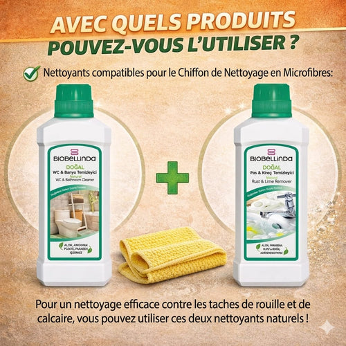 1 x chiffon microfibres four & graisse | 1 x chiffon microfibres rouille & calcaire / WC
